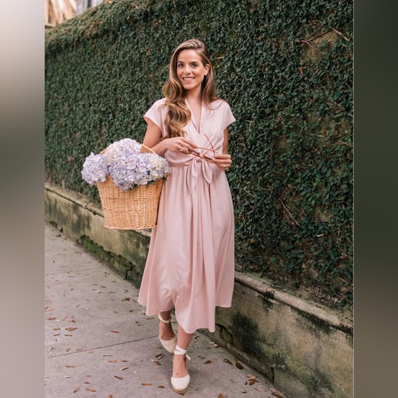 Gal Meets Glam Margie Tie Front Midi Dress Size 4 - Picture 9 of 9